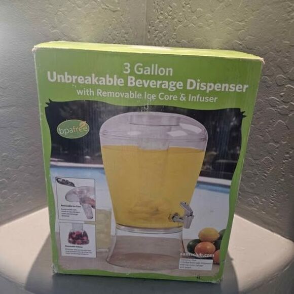 3 Gallon Plastic Beverage Dispenser with Removable Ice Core - Picture 1 of 5